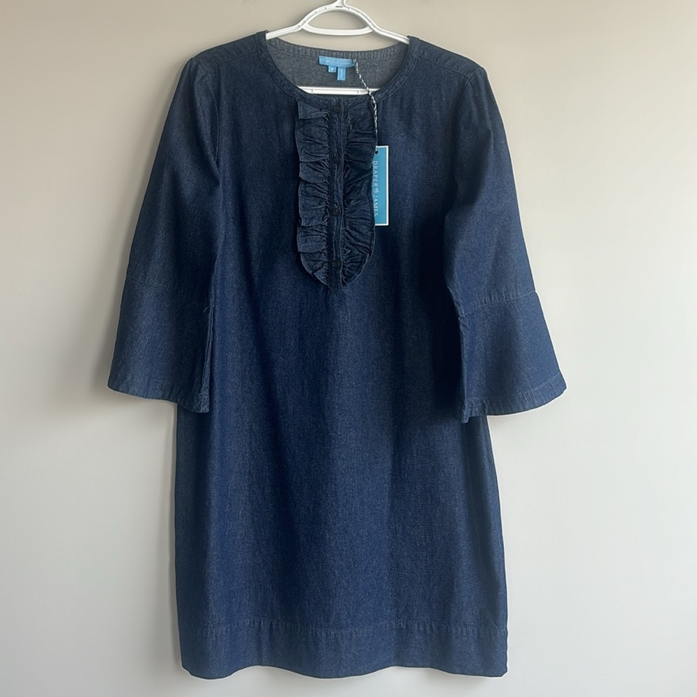 Draper James Chambray Ruffle Shift Dress - Picture 6 of 12